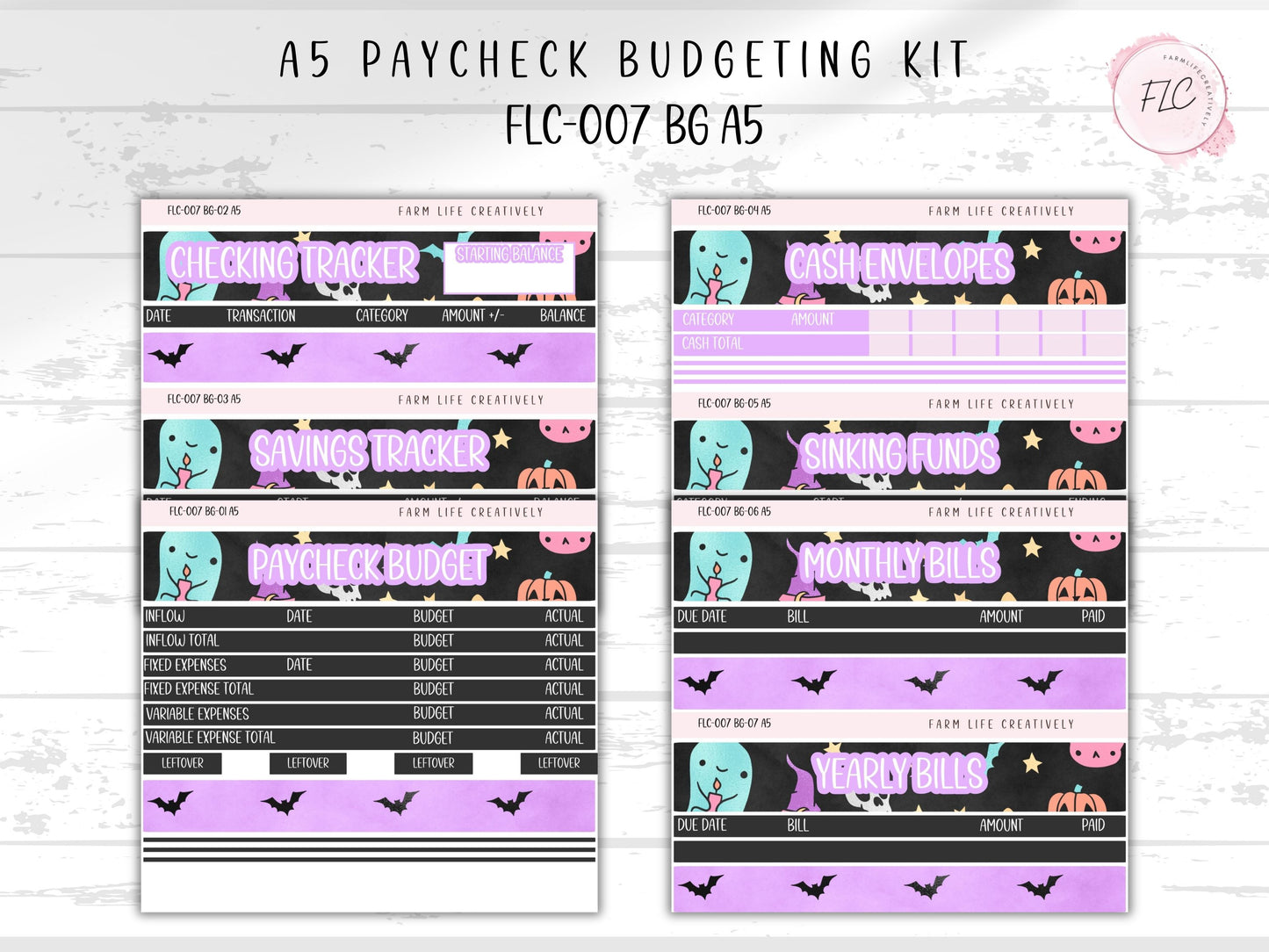 A5 Build Your Budget Sticker Kit - Pastel & Black Halloween