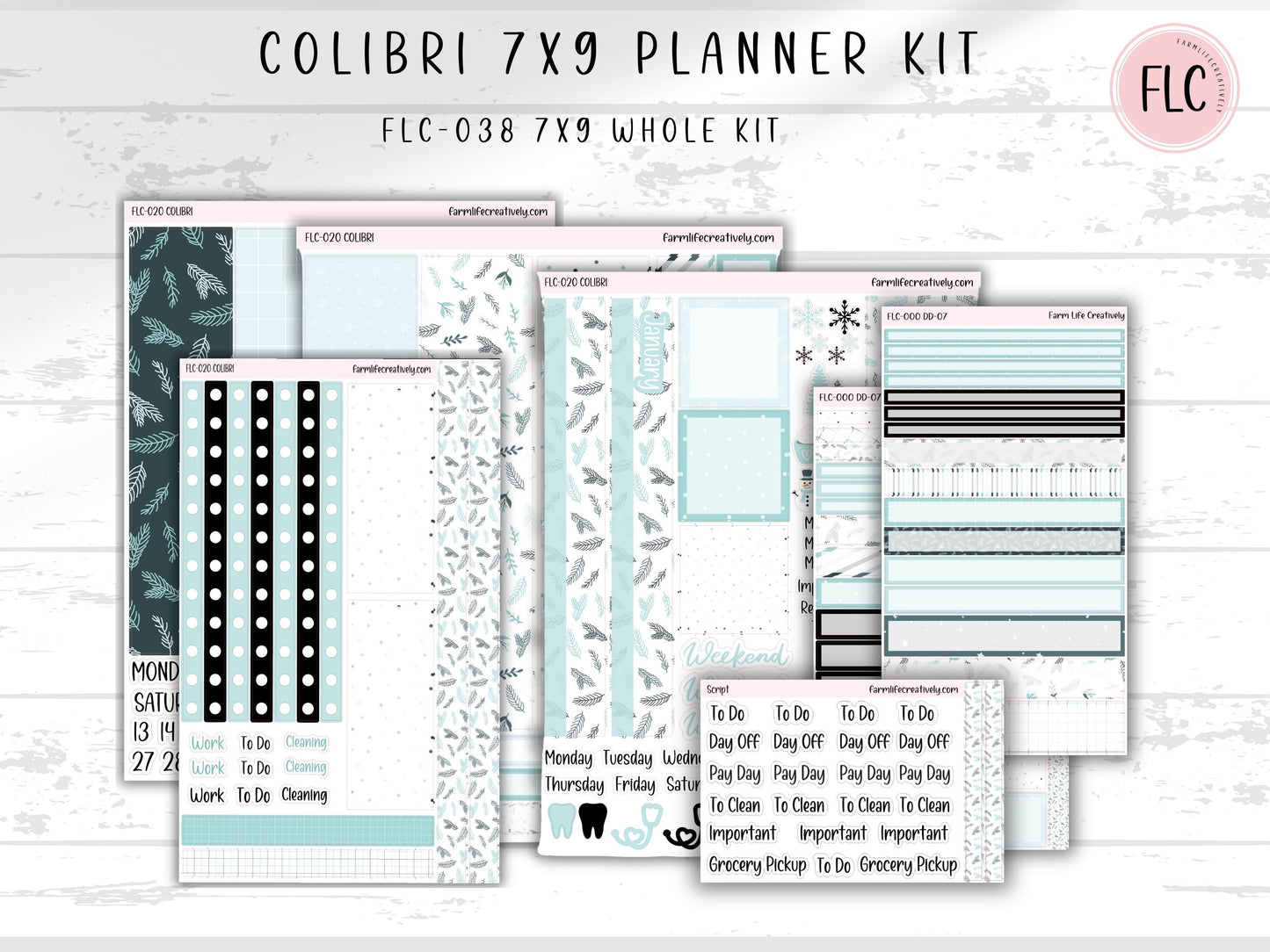 Colibri 7x9 Planner Stickers - January Winter