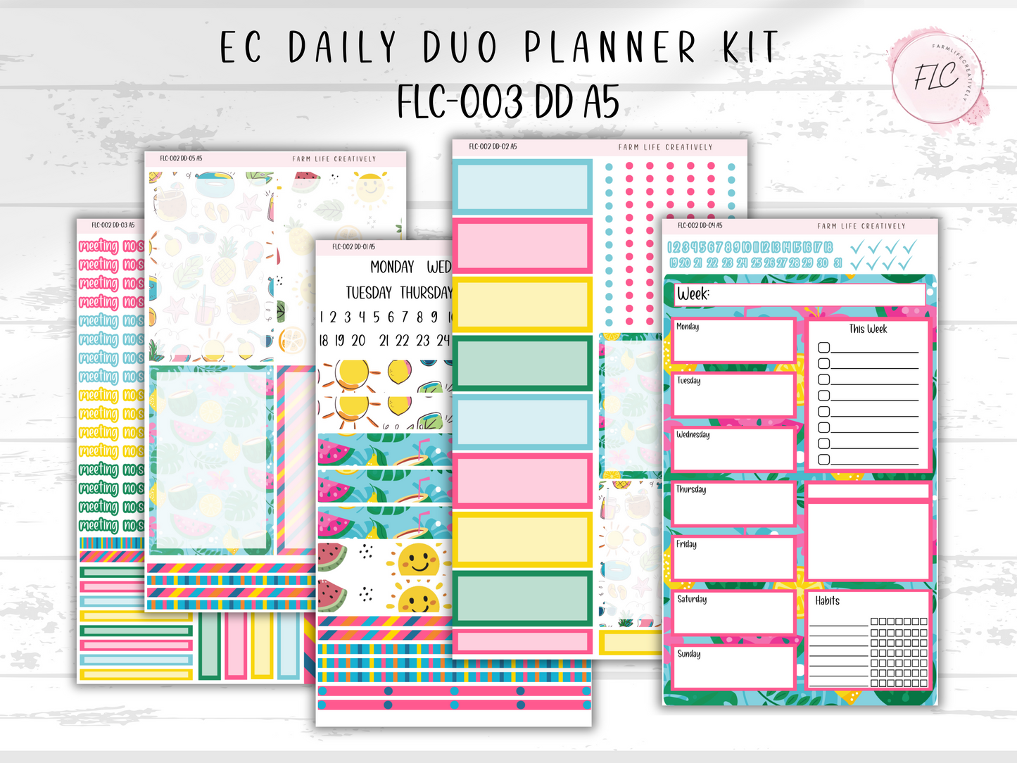 Watermelon Summer A5 Daily Duo Planner Kit