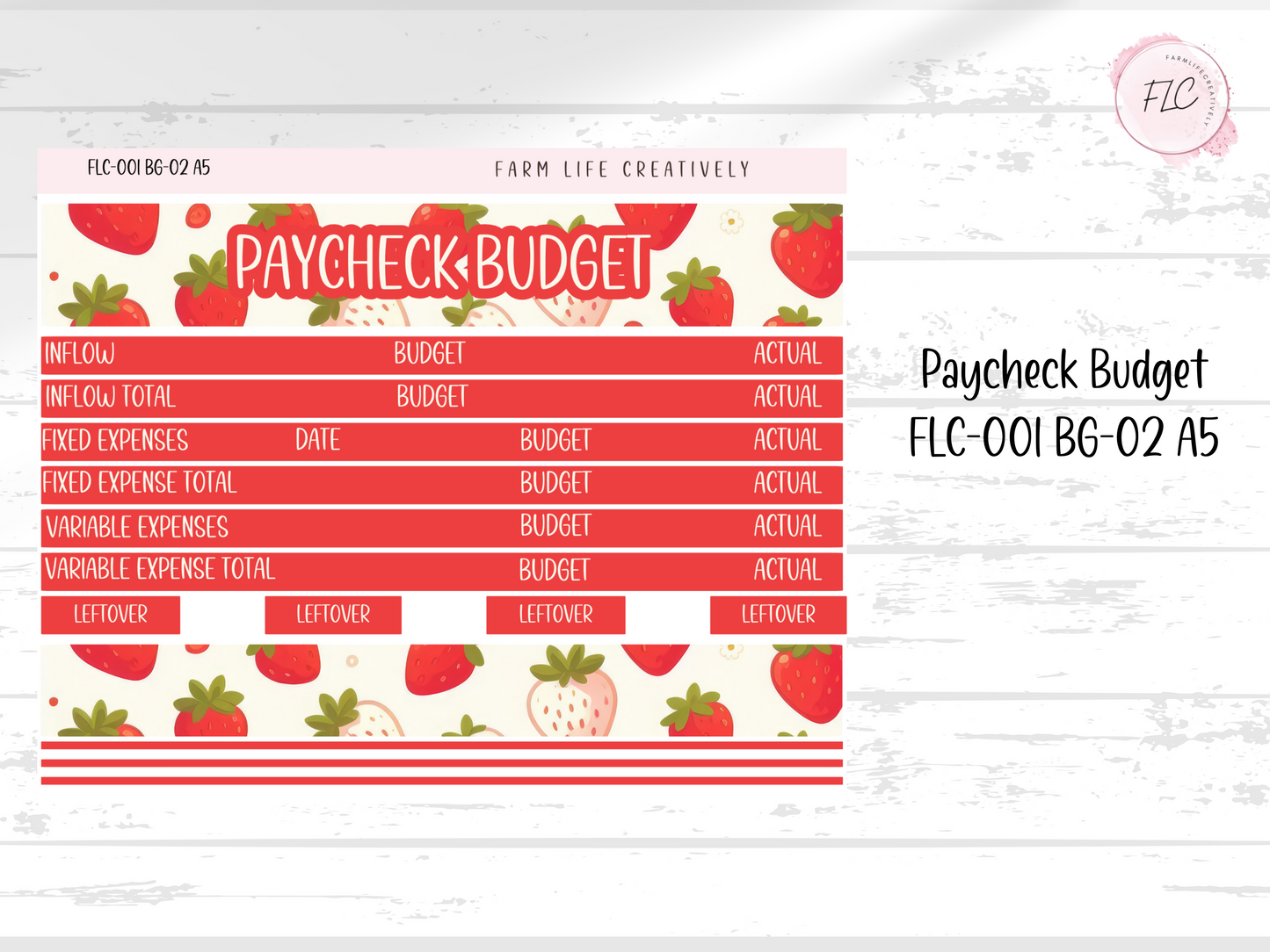 A5 Build Your Budget Sticker Kit - Strawberry Edition