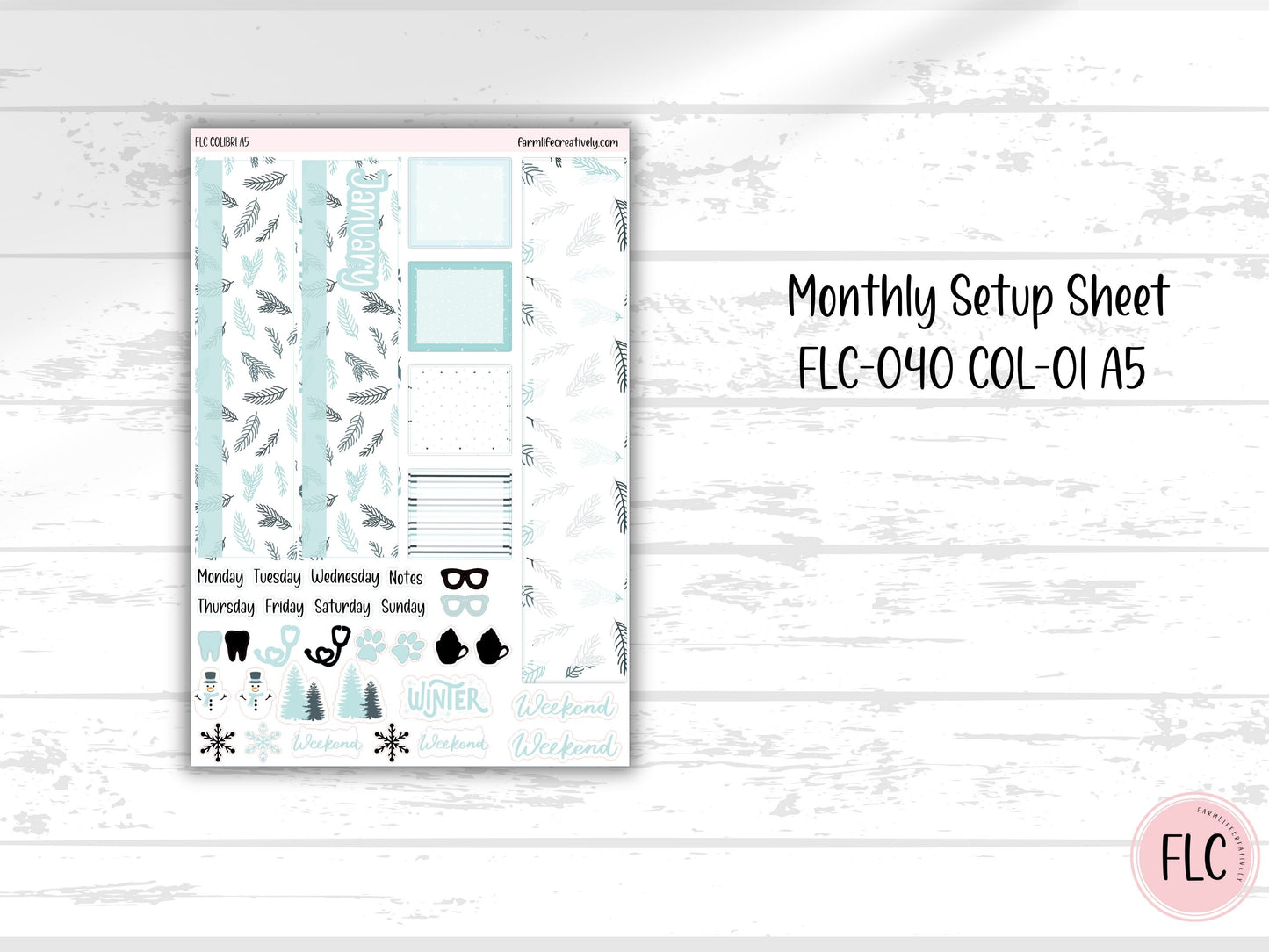 Colibri A5 Planner Stickers - January Winter