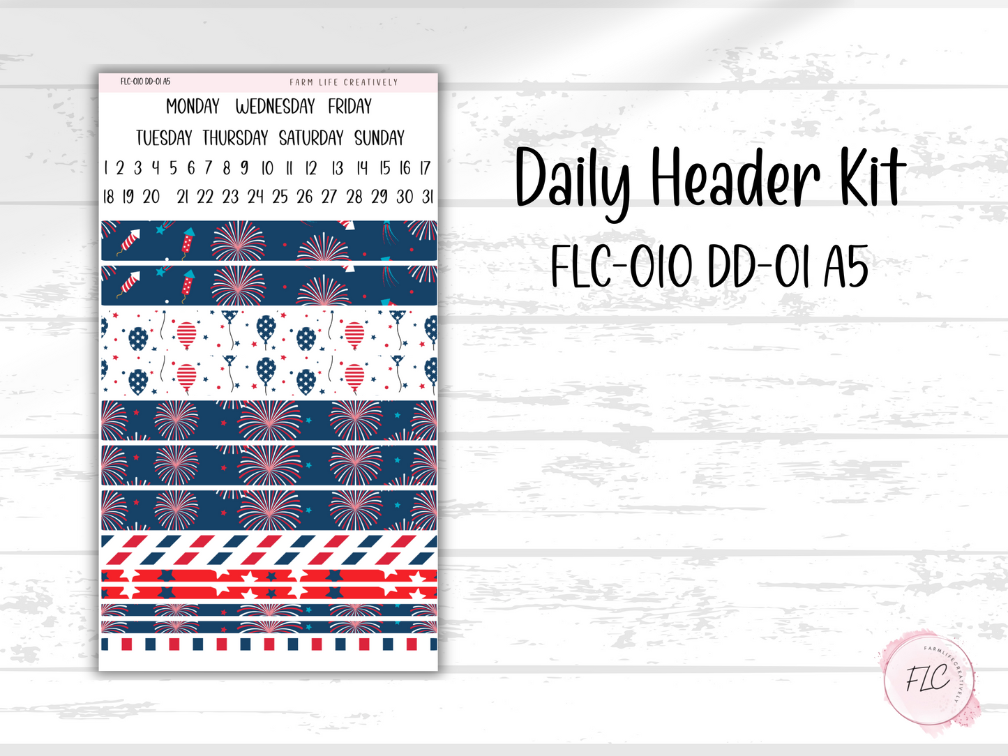 4th Of July A5 Daily Duo Planner Kit