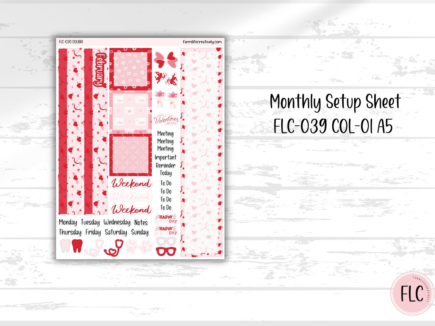 Colibri 7x9 Planner Stickers - February Love