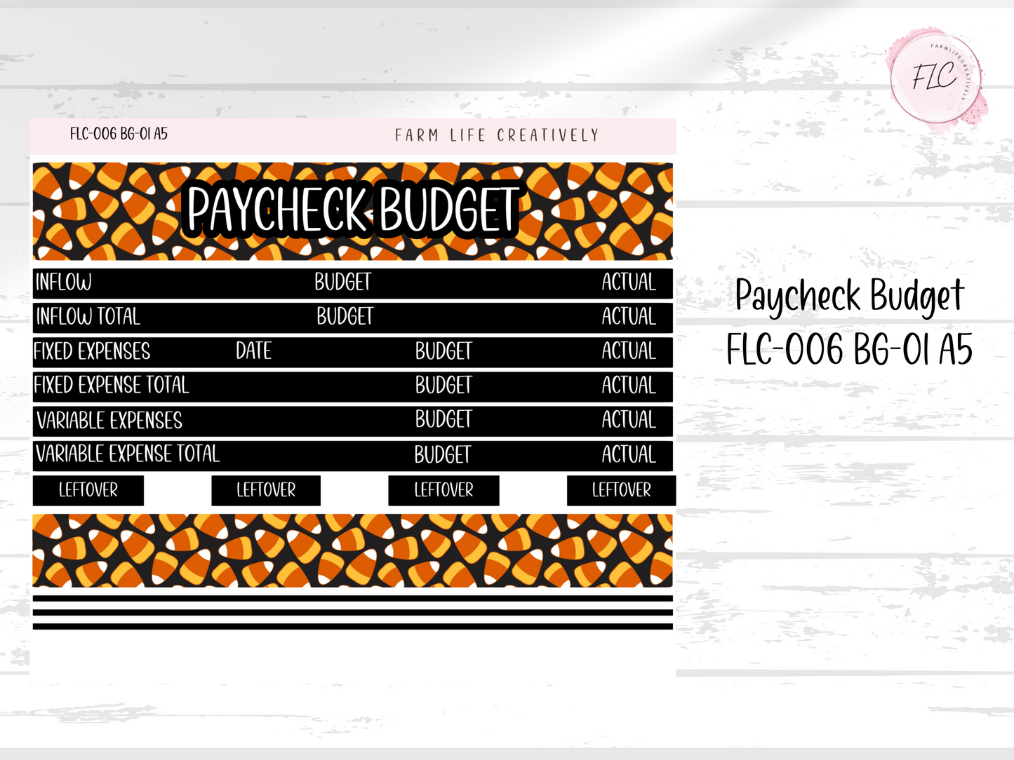 A5 Build Your Budget Sticker Kit - Candy Corn