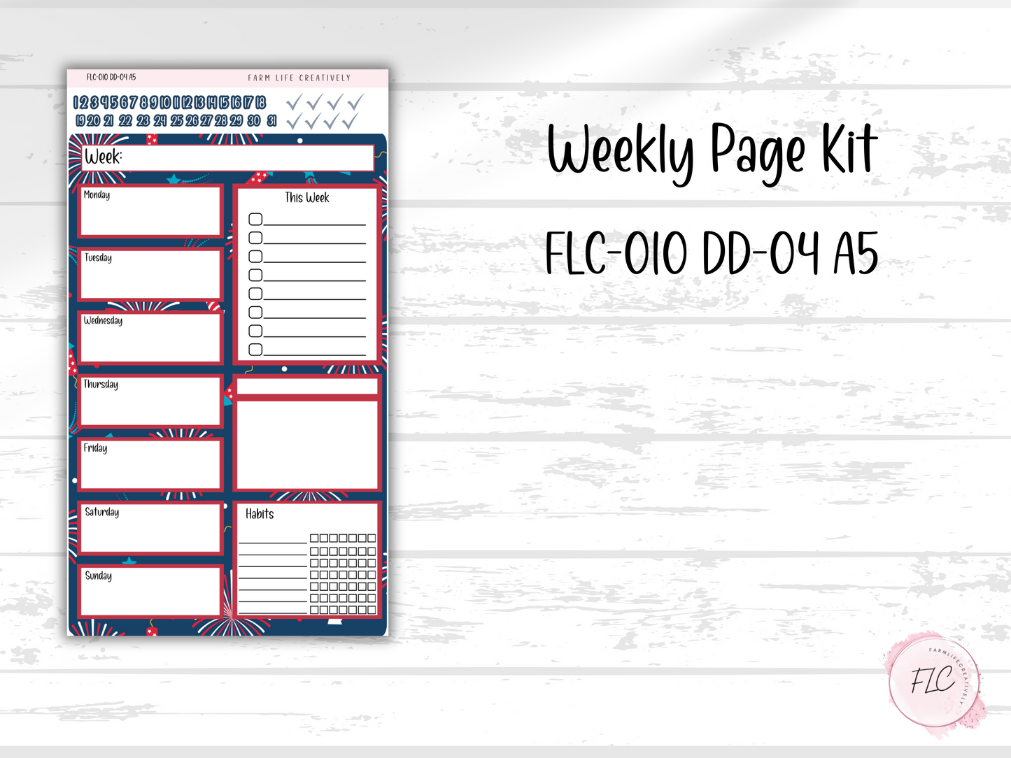 4th Of July A5 Daily Duo Planner Kit