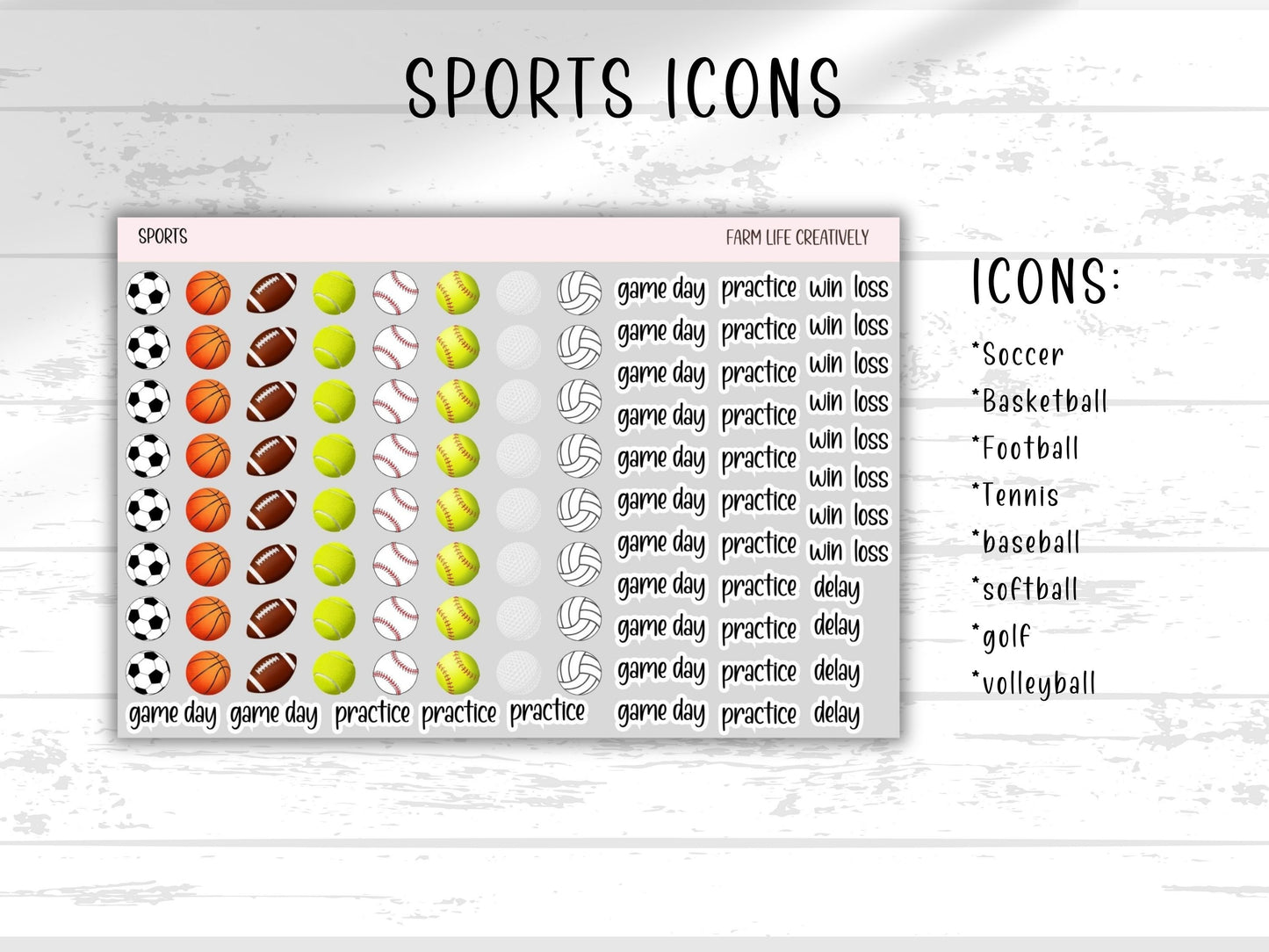 Sports Icon Sticker Sheet for Planners