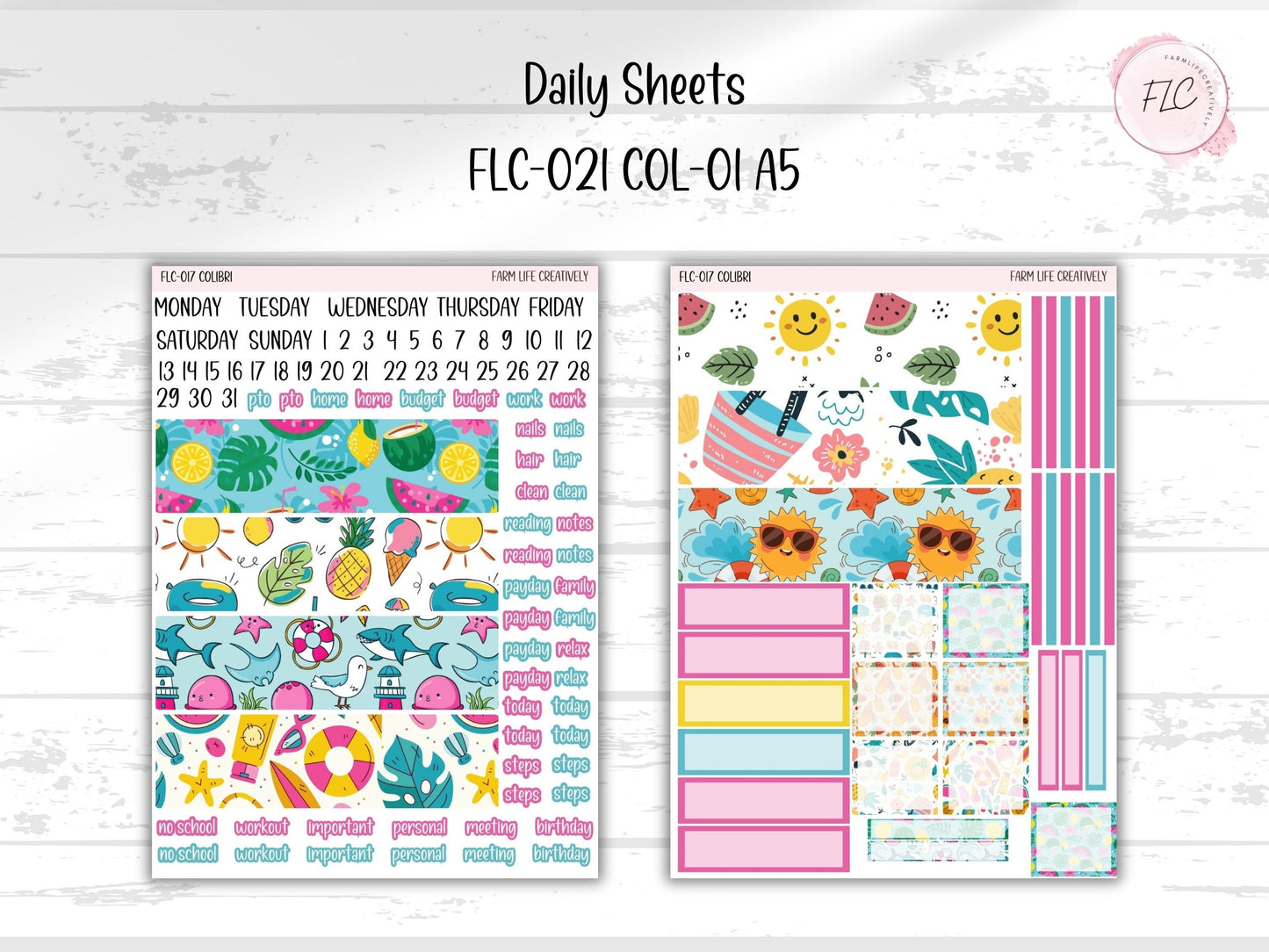 Colibri A5 Sticker Kit - Summer Sunshine