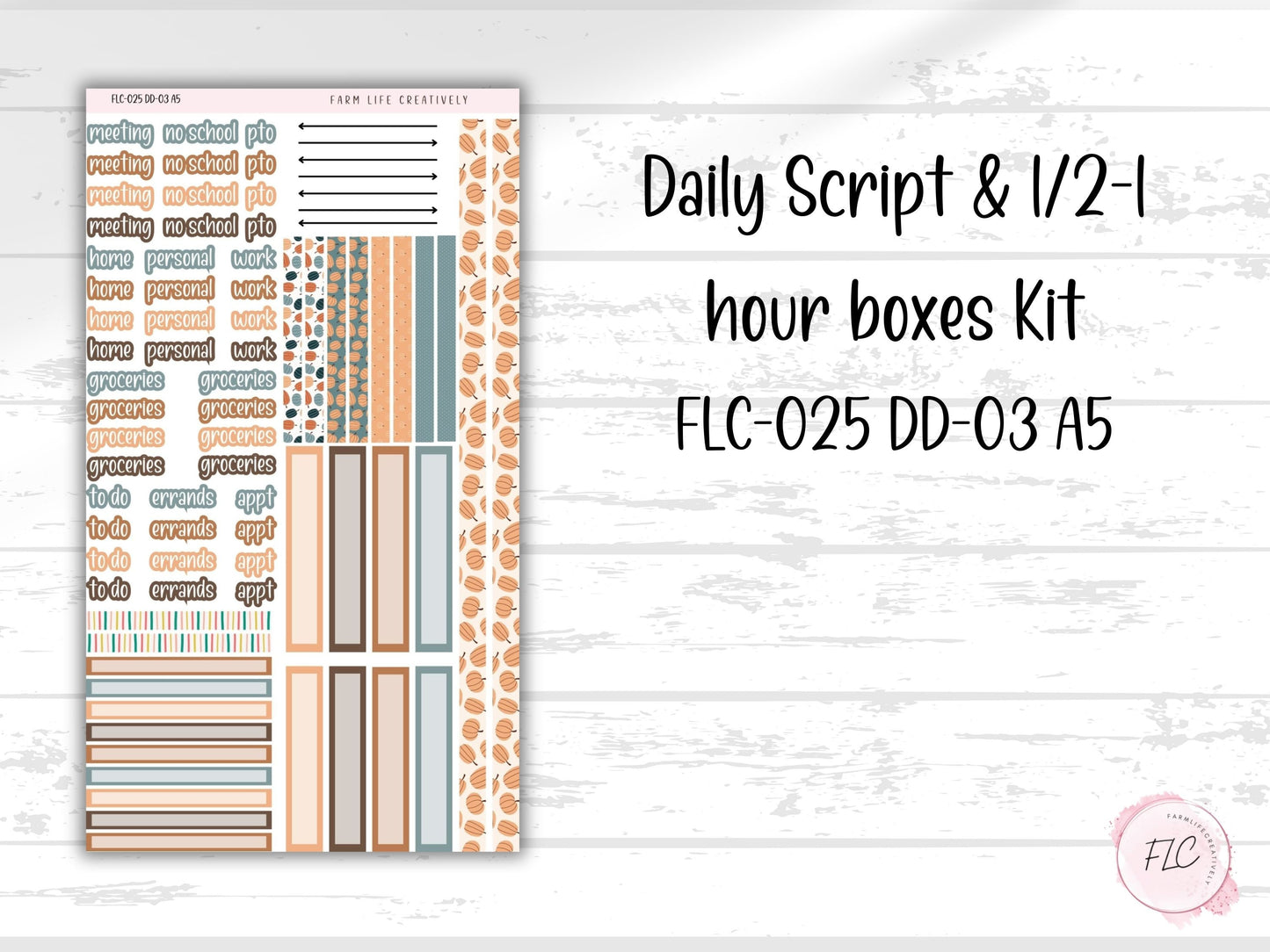 A5 Daily Duo Planner Sticker Kit - Pumpkins