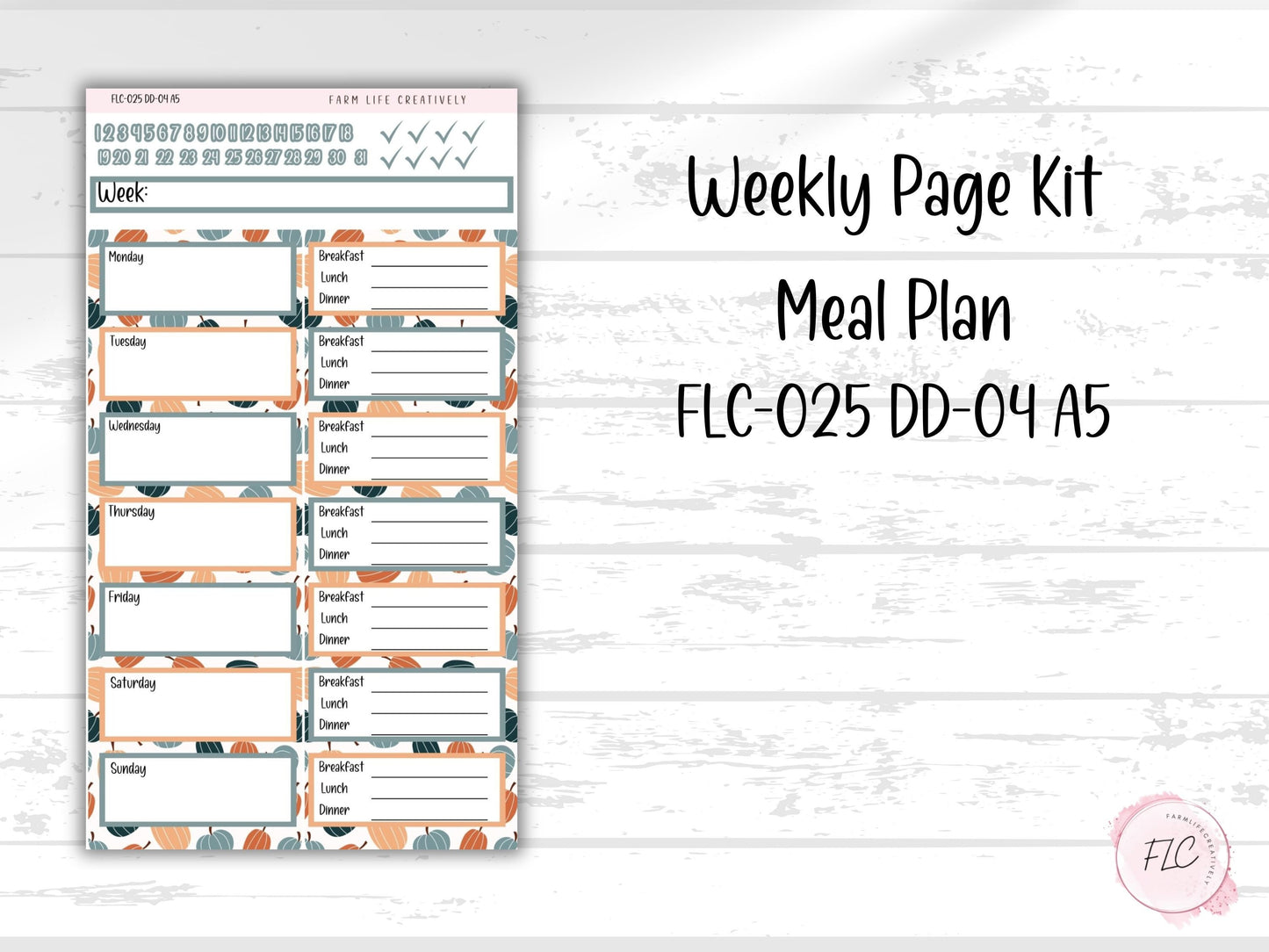 A5 Daily Duo Planner Sticker Kit - Pumpkins