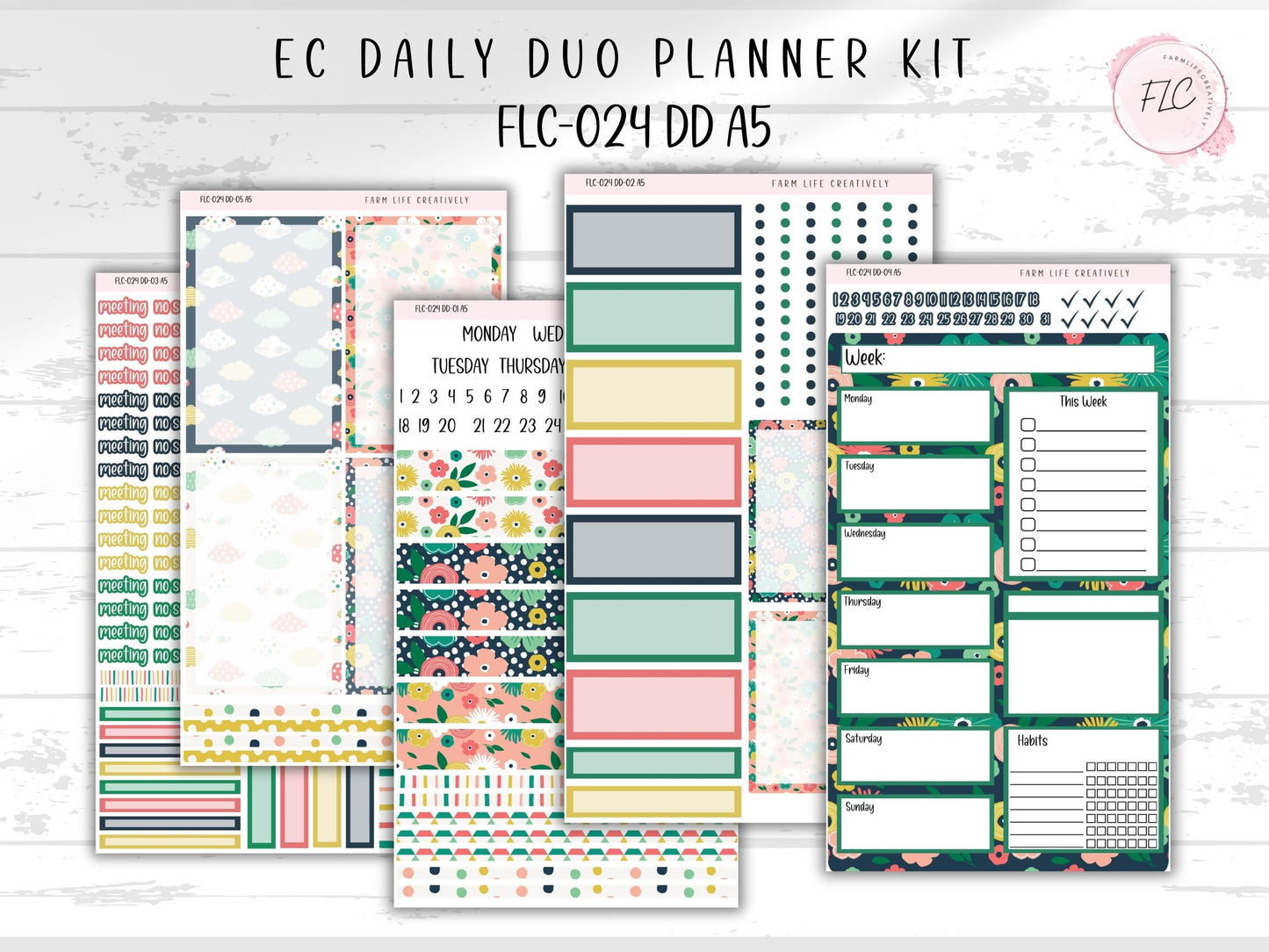 A5 Daily Duo Planner Sticker Kit - Bright Days