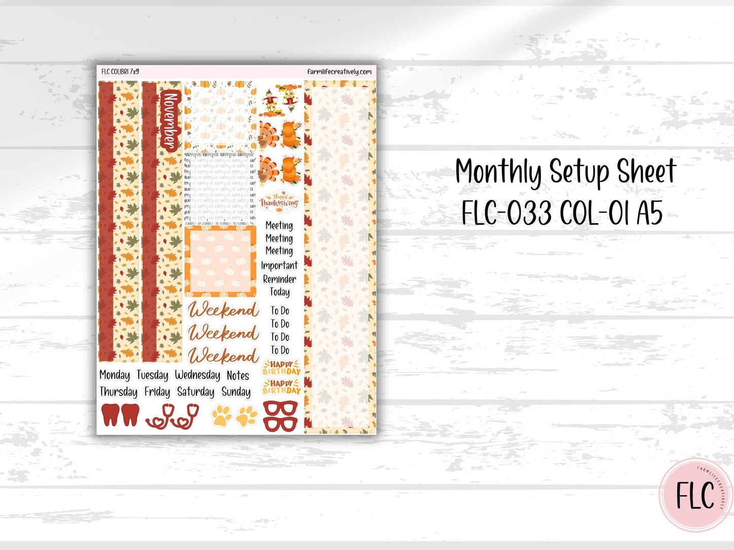 Colibri 7x9 Planner Stickers - November