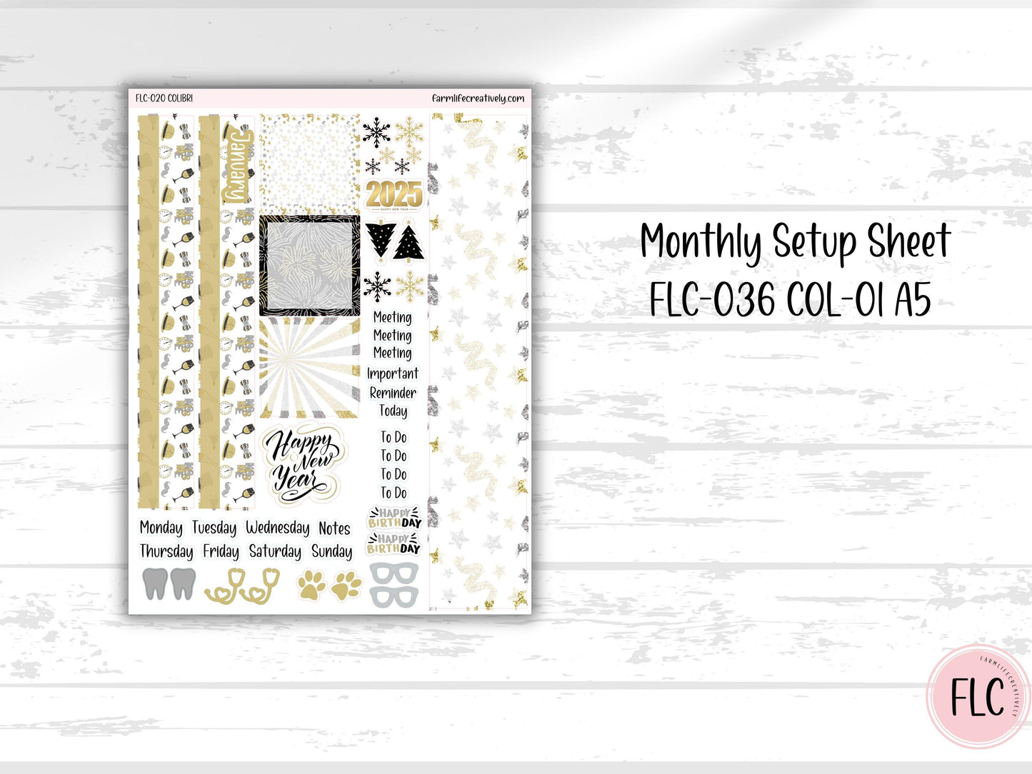 Colibri 7x9 Planner Stickers - January|New Year