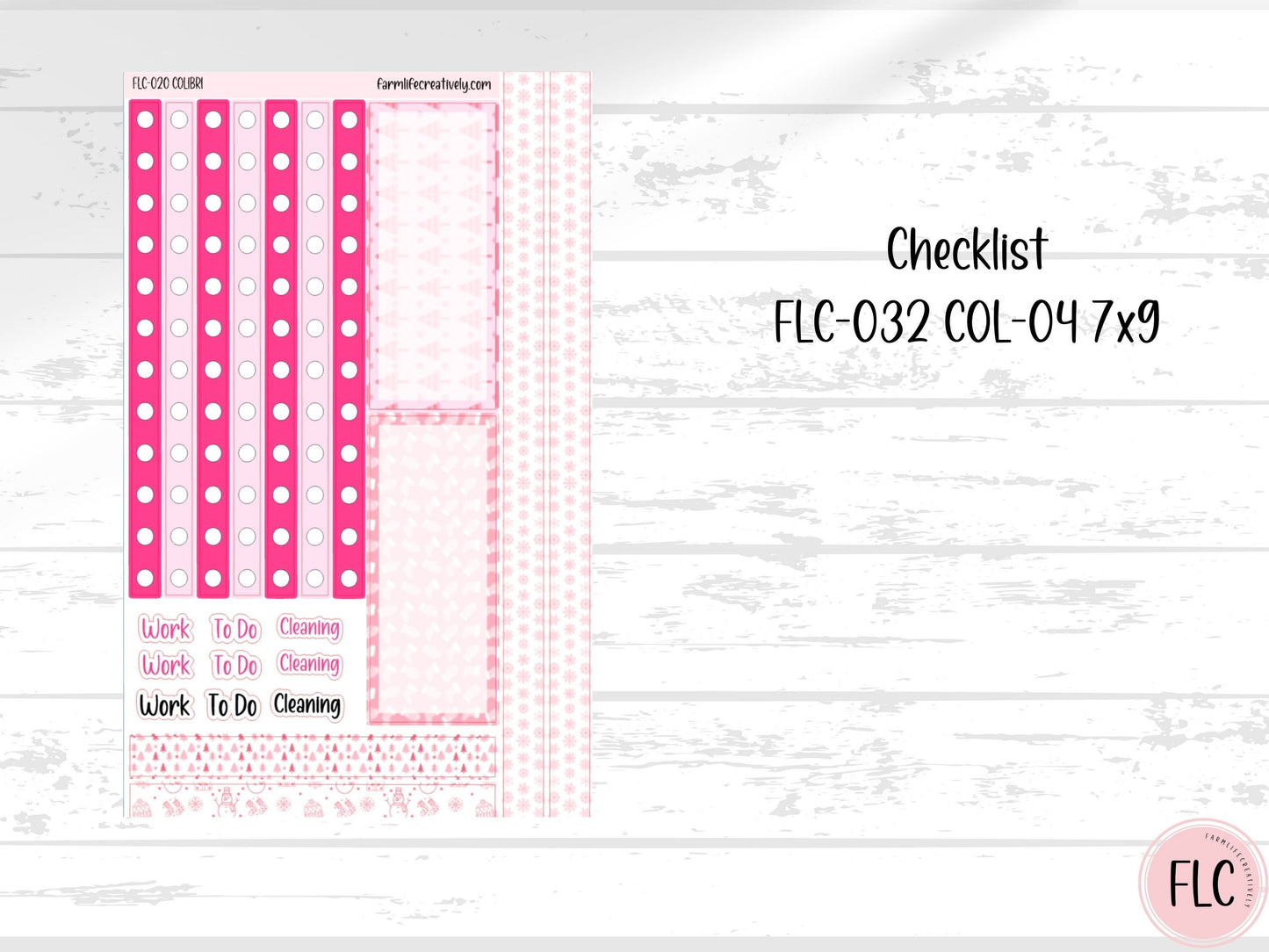 Colibri 7x9 Planner Stickers - Pink Christmas