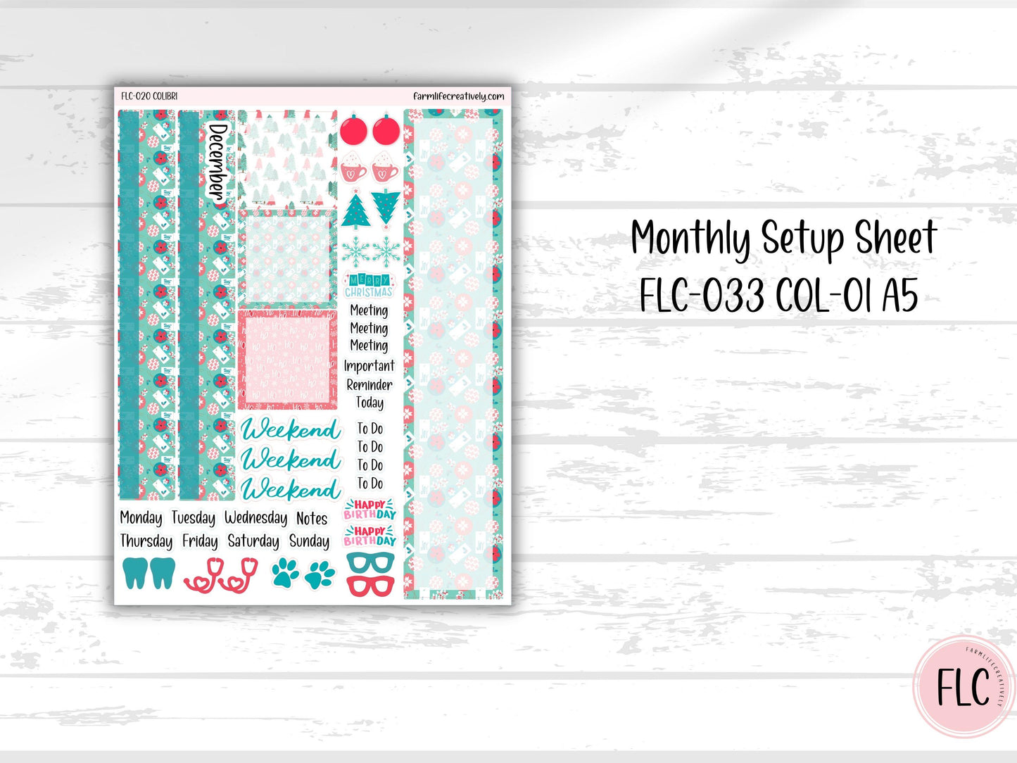 Colibri 7x9 Planner Stickers - Christmas Joy