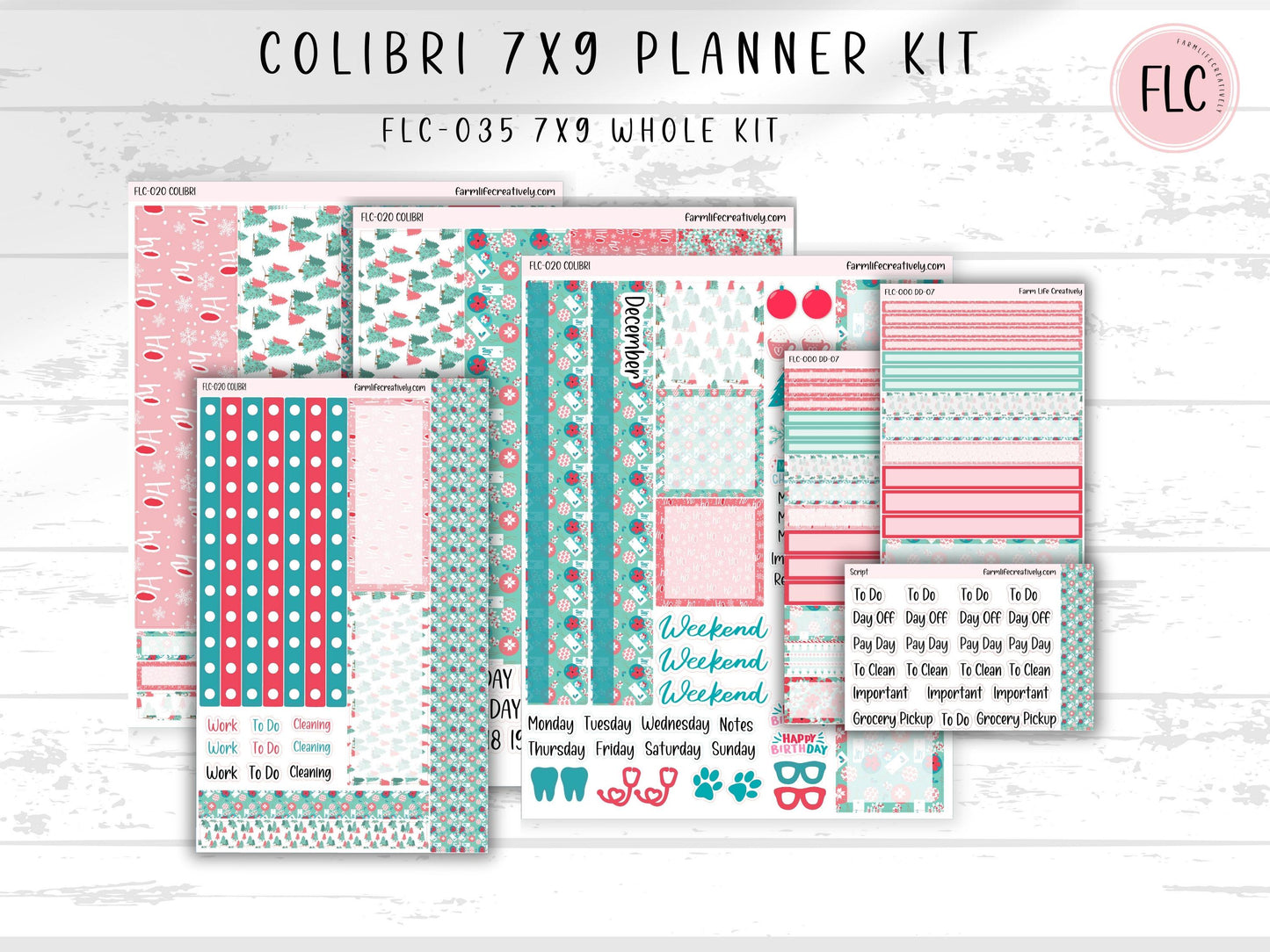 Colibri 7x9 Planner Stickers - Christmas Joy